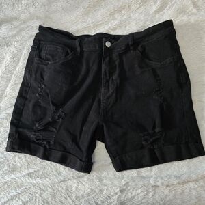 Women's Black Distressed Jean Shorts